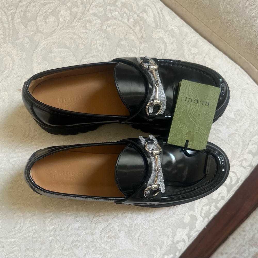 Gucci Black Loafers with Silver Detailing